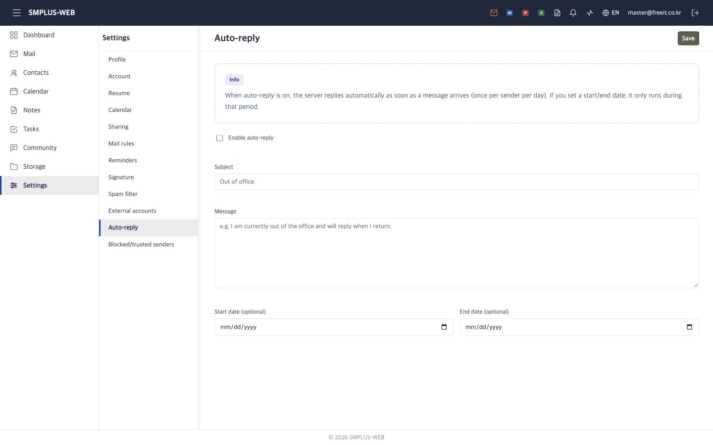 Auto-reply settings